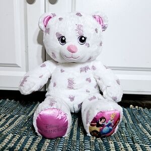 Build A Bear Disney Princess White With Pink Crowns & Castles Teddy Bear Plush